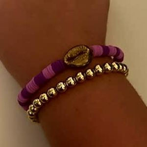 2 stacked beaded bracelets